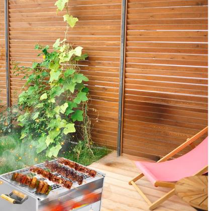 Imagem de Churrasqueira/Grill Galvanizada C/ Grelha Portátil Aço Anti Corte