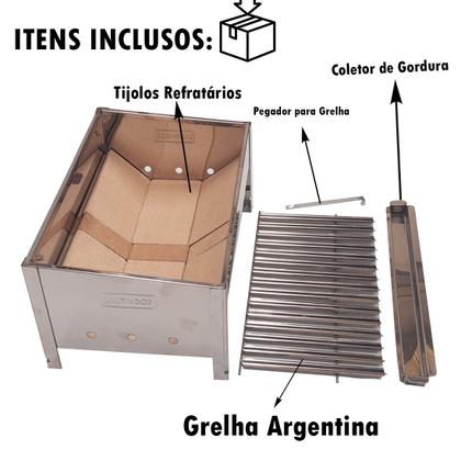 Imagem de Churrasqueira Inox Argentina Tijolo Refratario Churrasco
