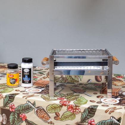 Imagem de Churrasqueira Inox Bancada Portátil com Grelha Inox Modelo bancada Sugestao para Camping e Apartamentos