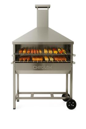 Imagem de Churrasqueira Inox Carrinho de Churrasco Para Espetinho Com 2 Grelhas Coifa e Duto Elevado Reforçada