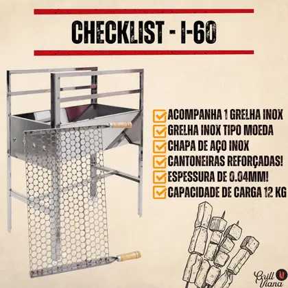 Imagem de Churrasqueira Inox portátil Grande Familia Acompanha Grelha Inox I60
