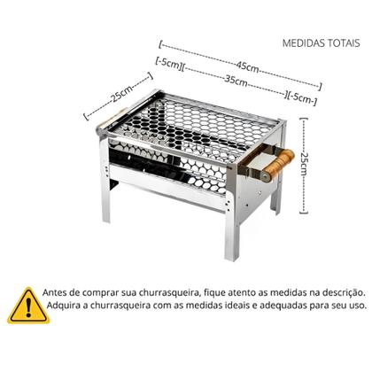 Imagem de Churrasqueira Inox Portátil Pequena com Grelha