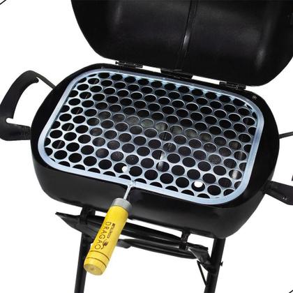 Imagem de Churrasqueira Móvel A Bafo Mini Carvão Com Suporte E Grelha Preto