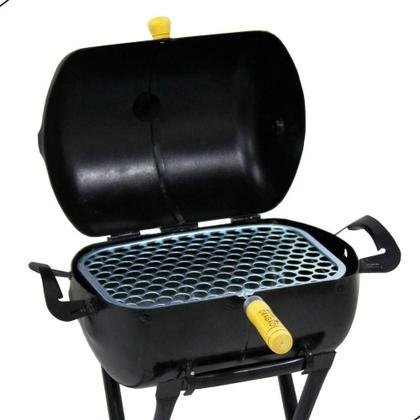 Imagem de Churrasqueira Móvel A Bafo Mini Carvão Com Suporte E Grelha Preto