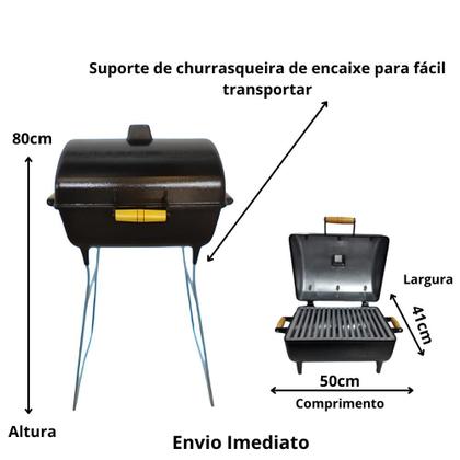 Imagem de Churrasqueira movel a carvão Bafo Grande com Grelha e Pés portáteis