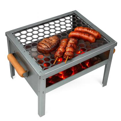 Imagem de Churrasqueira Portátil em Aço com Grelha Inox Compacta para Churrasco Rápido