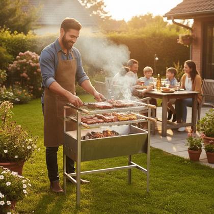 Imagem de Churrasqueira Portatil em Aço Grande Resistente Com Grelha Inox G60