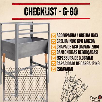 Imagem de Churrasqueira Portatil em Aço Grande Resistente Com Grelha Inox G60