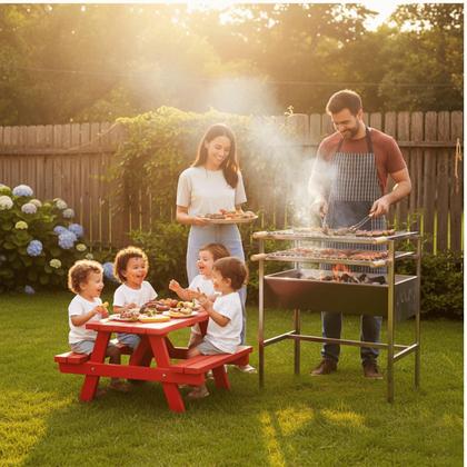 Imagem de Churrasqueira Portatil em Aço Grande Resistente Com Grelha Inox G60