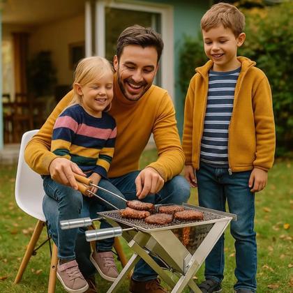 Imagem de Churrasqueira portatil inox top carvão com grelha