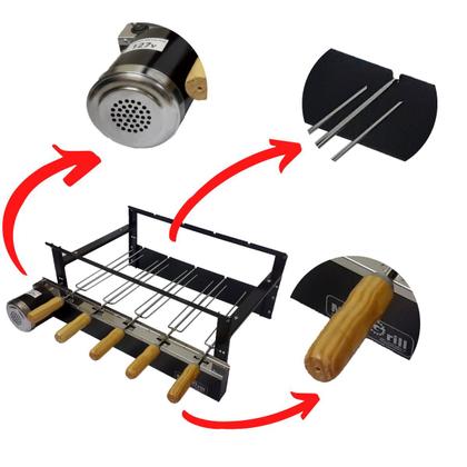 Imagem de Churrasqueira Pré moldada Max Grill Giratória 5 Espetos Motor Elétrico 1 30 hp WEG Original 110V ou 220V