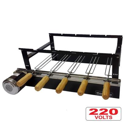 Imagem de Churrasqueira Pré moldada Max Grill Giratória 5 Espetos Motor Elétrico 1 30 hp WEG Original 110V ou 220V
