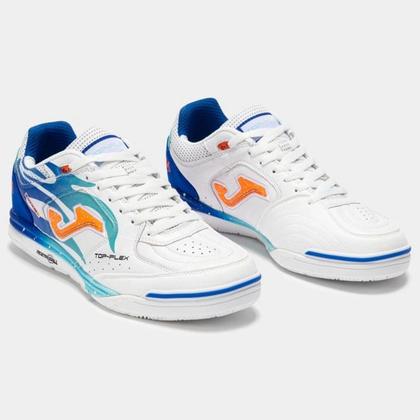 Imagem de Chuteira Futsal Joma Top Flex Rebound Unissex Branco Azul