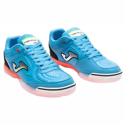 Imagem de Chuteira Futsal Joma Top Flex Unissex Azul Turquesa Laranja