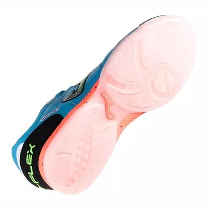 Imagem de Chuteira Futsal Joma Top Flex Unissex Azul Turquesa Laranja