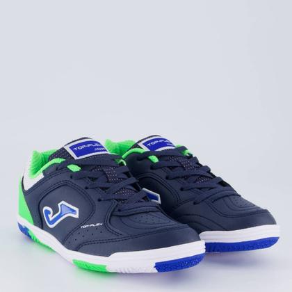 Imagem de Chuteira Joma Top Flex Futsal Juvenil Azul Marinho e Verde