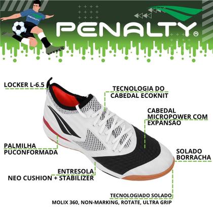 Imagem de Chuteira Penalty Futsal Max 1000 Locker Ecoknit Novo Modelo Tênis Masculina de futbol para Quadra