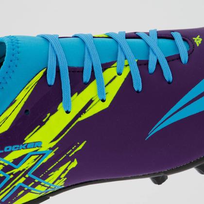 Chuteira Penalty RX Locker Y-4 Campo Roxa e Azul - Chuteira