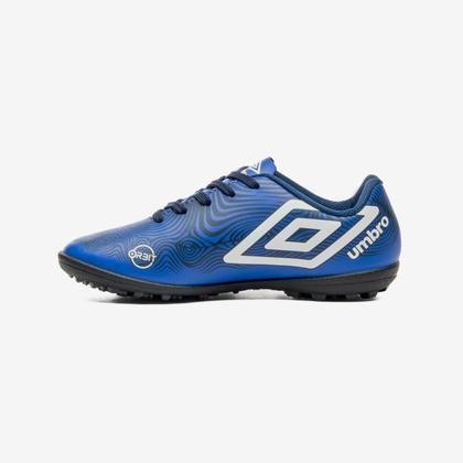 Imagem de Chuteira Society Umbro Orbit Infantil Cor: Azul E Branco - Tamanho: 35