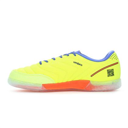 Imagem de Chuteira Umbro Futsal Br Futsal Billy Verde Limão Marinho e Laranja - Masculino