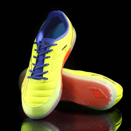 Imagem de Chuteira Umbro Futsal Br Futsal Billy Verde Limão Marinho e Laranja - Masculino