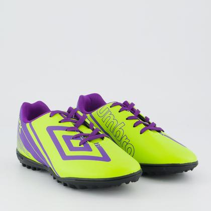 Imagem de Chuteira Umbro Kick Society Juvenil Verde e Roxa