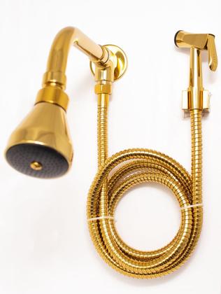 Imagem de Chuveiro Articulado Com Desviador Dourado