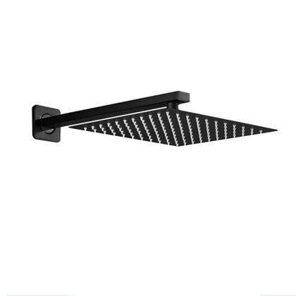 Imagem de Chuveiro de parede banheiro Preto Fosco 25x25 Slim Aço Inox quadrado Braço suporte