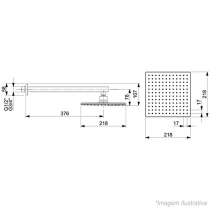 Imagem de Chuveiro de Parede Quadrado Elite Cromada Celite