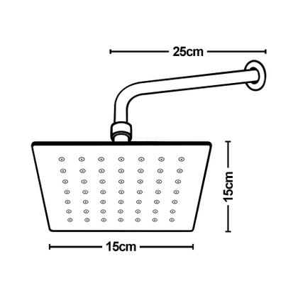 Imagem de Chuveiro Ducha Banheiro Parede Externa Piscina Gás Água Fria Slim Quadrada 15x15 Preta