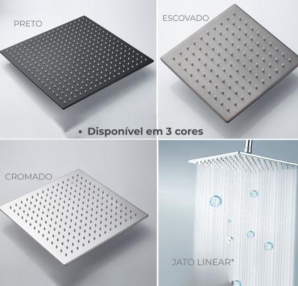 Imagem de Chuveiro Ducha Banheiro Parede Externa Piscina Gás Água Fria Slim Quadrada 15x15 Preta