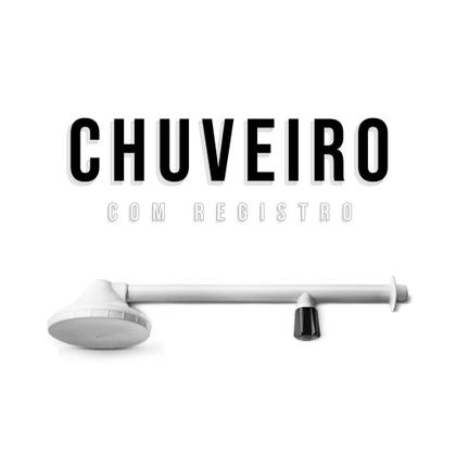 Imagem de Chuveiro Ducha Fria 4 Polegadas Branco Com Registro - PVC Resistente