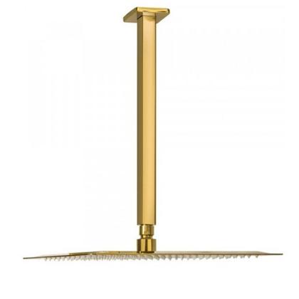 Imagem de Chuveiro Ducha Inox Dourado 20x20 Slim Teto Luxo Suporte Quadrado Area Externa Piscina Banho Banheiro