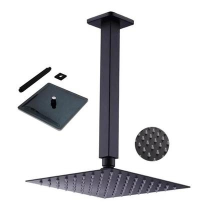 Imagem de Chuveiro Ducha Inox Preto Fosco 20X20 Quadrado Teto Suporte