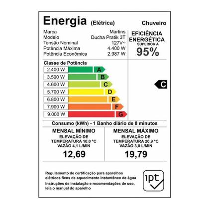 Imagem de Chuveiro Ducha Pratik 3 Temperaturas, Branco, 4400W