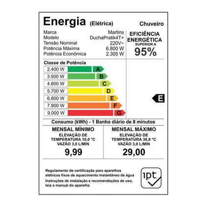 Imagem de Chuveiro Ducha Pratik 4t+ 4 Temperaturas, Branco/Prata