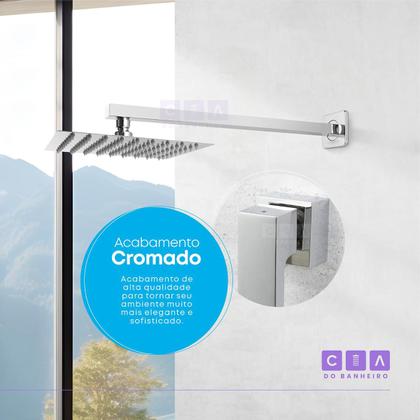 Imagem de Chuveiro Ducha Quadrada Cromada Acabamento Registro Alavanca