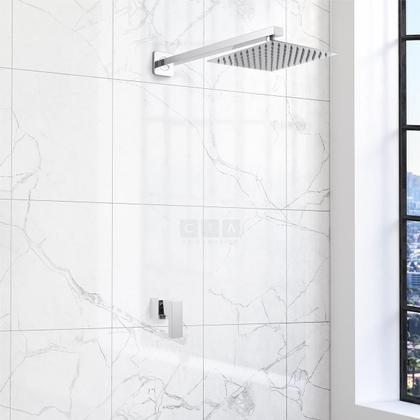 Imagem de Chuveiro Ducha Quadrada Cromada Acabamento Registro Alavanca