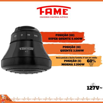 Imagem de Chuveiro Elétrico Ducha Faminho 4 temperaturas Completo Fame