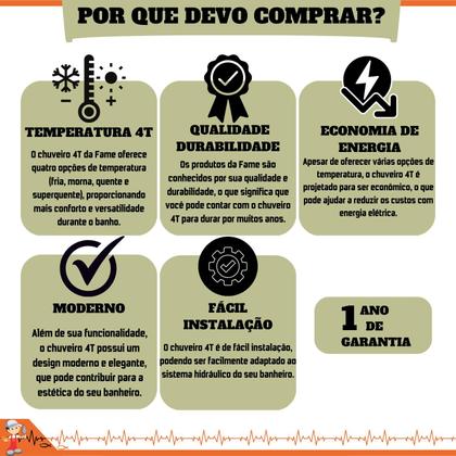 Imagem de Chuveiro Elétrico Ducha Faminho 4 temperaturas Completo Fame