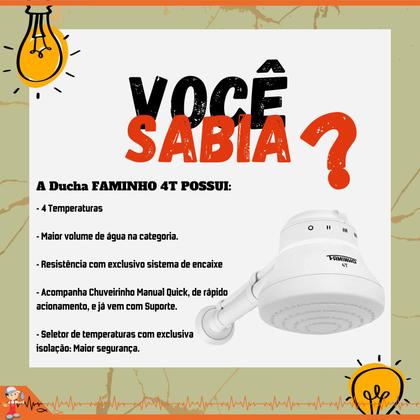 Imagem de Chuveiro Elétrico Ducha Faminho 4T Com Cano 30cm Fame + Resistencia