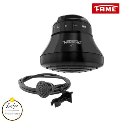 Imagem de Chuveiro Elétrico Ducha Faminho 4T Preto/Black 220V 6800W - Fame