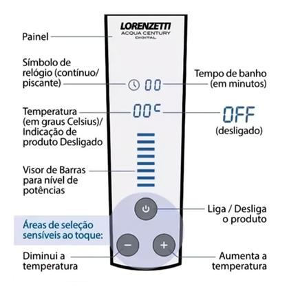 Imagem de Chuveiro Lorenzetti Acqua Century Digital Preto 127v 5500w