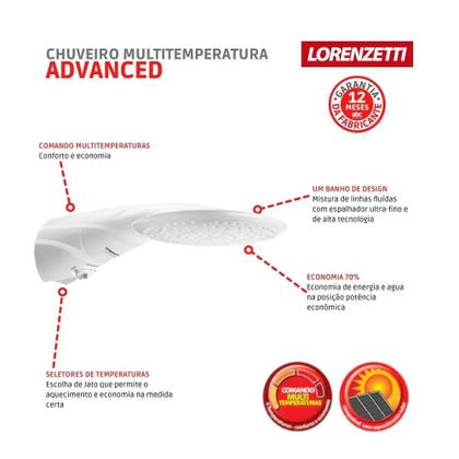 Imagem de Chuveiro Lorenzetti Advanced Multitemperaturas 5500W 127V