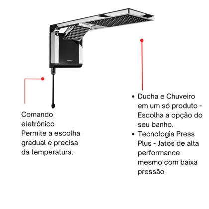 Imagem de Chuveiro Lorenzetti Preto/Cromado Acqua Duo Ultra 220V/7800W