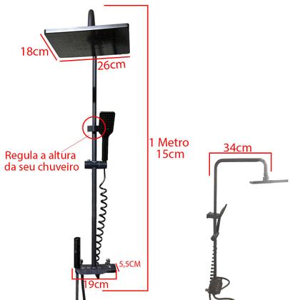 Imagem de Chuveiro Luxo Ducha Chuveirinho Pressurizador Monocomando Agua Quente Fria Suporte Parede Box Banheiro Hotel Pousada Piscina
