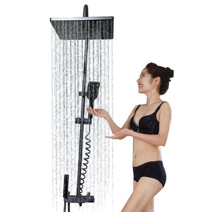 Imagem de Chuveiro Luxo Ducha Chuveirinho Pressurizador Monocomando Agua Quente Fria Suporte Parede Box Banheiro Hotel Pousada Piscina