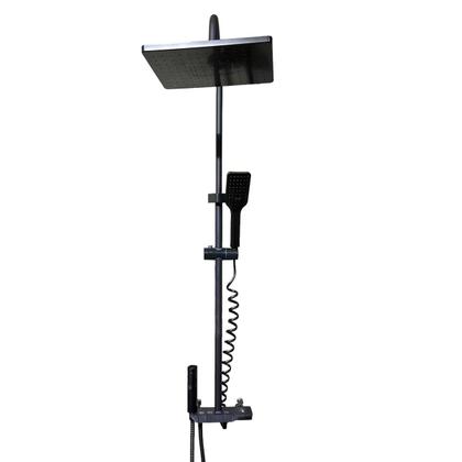 Imagem de Chuveiro Luxo Ducha Chuveirinho Pressurizador Monocomando Agua Quente Fria Suporte Parede Box Banheiro Hotel Pousada Piscina