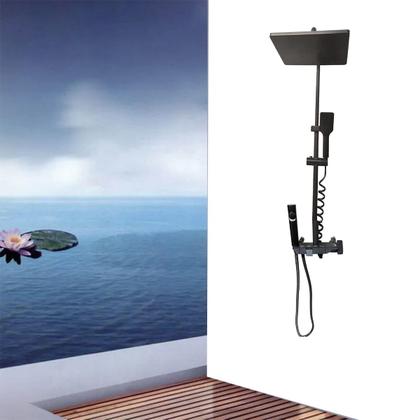 Imagem de Chuveiro Luxo Ducha Chuveirinho Pressurizador Monocomando Agua Quente Fria Suporte Parede Box Banheiro Hotel Pousada Piscina