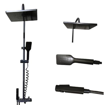 Imagem de Chuveiro Luxo Ducha Chuveirinho Pressurizador Monocomando Agua Quente Fria Suporte Parede Box Banheiro Hotel Pousada Piscina